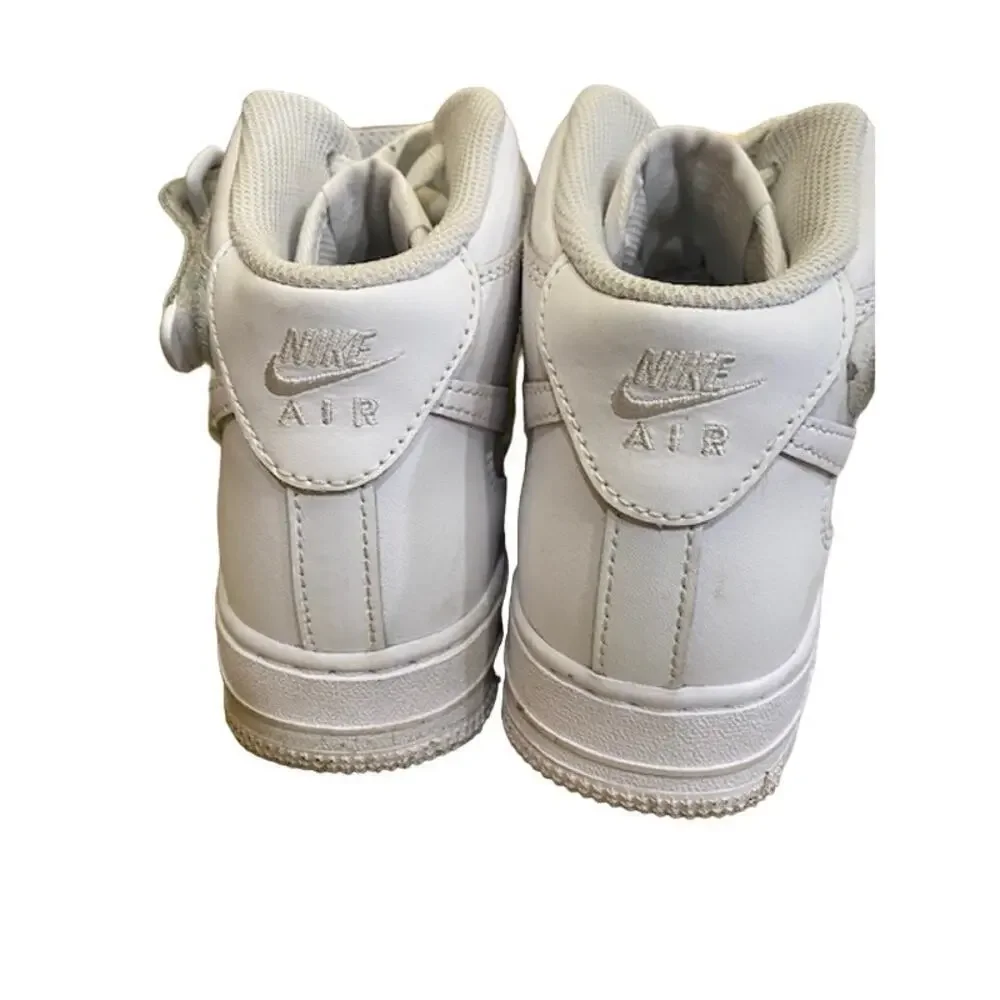 NIKE Air FORCE 1 MID triple white Youth SIZE 5.5Y‎ Hightop SHOES